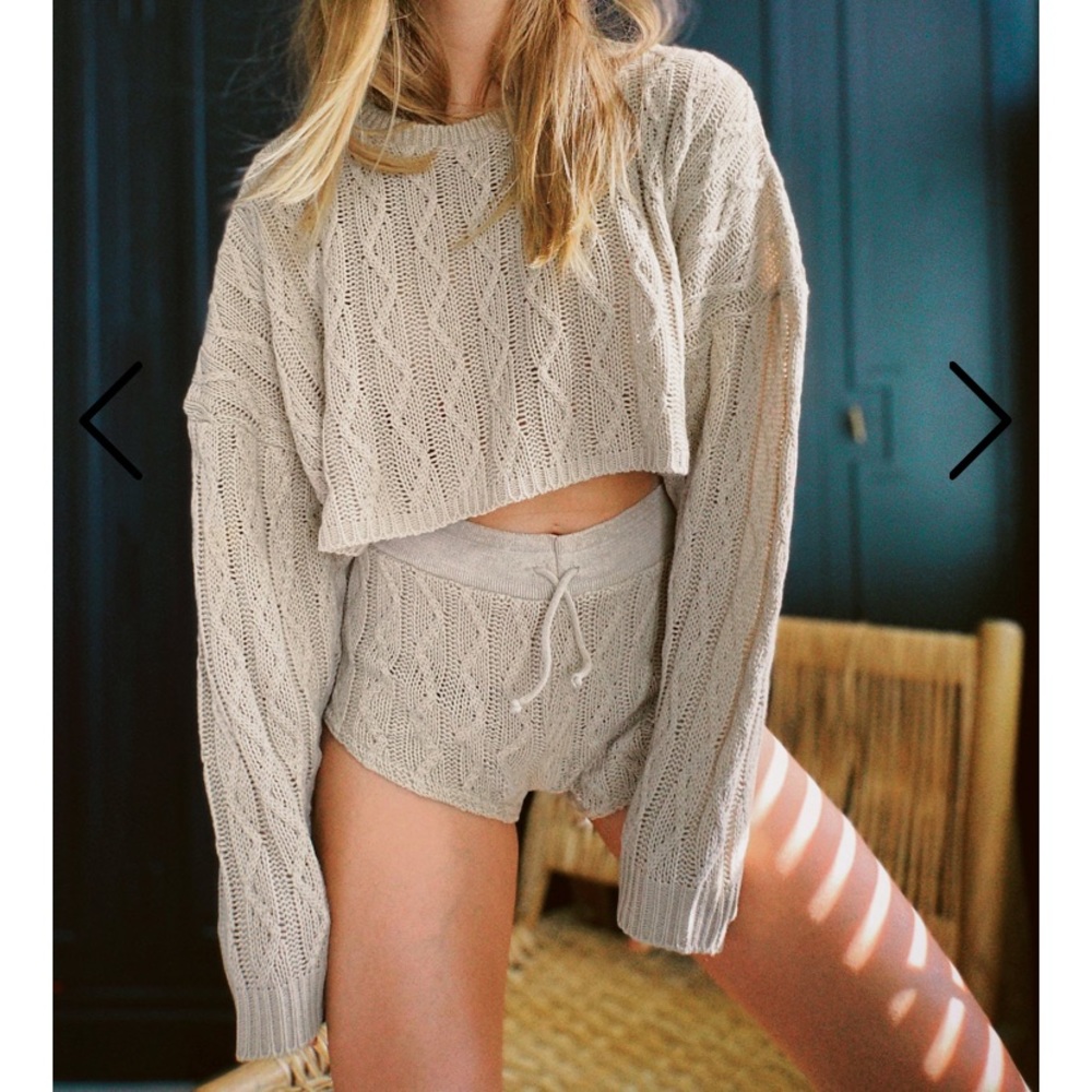 NastyGal Knit Sweater and Shorts Lounge Set